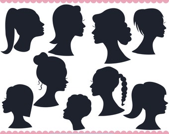 note paper 100 sheets Woman Heads Silhouette Clipart, Women Silhouette Clipart, Lady Silhouette Clipart, People Silhouette, Girl Head Silhouette, JPG PNG SVG