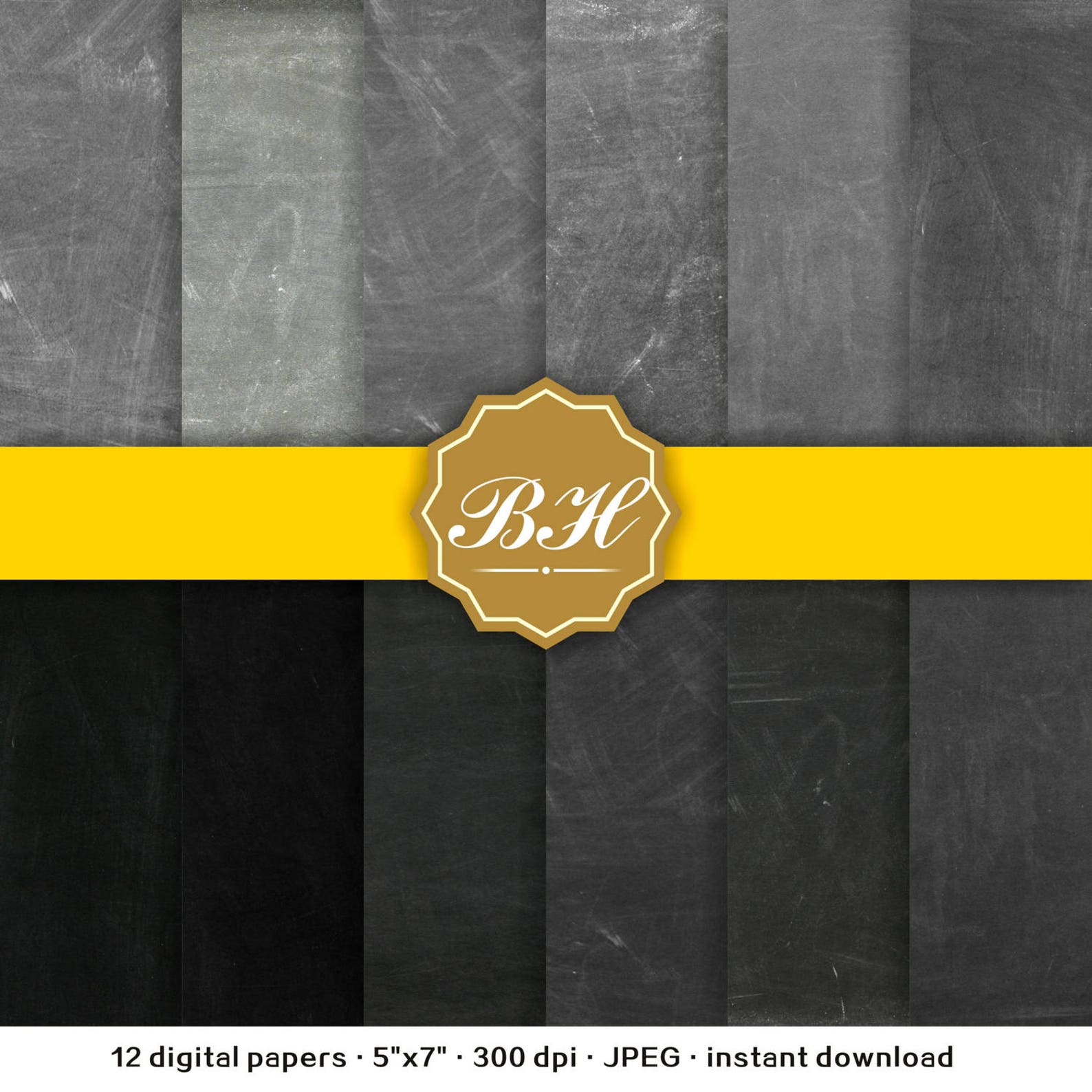 Chalkboard Digital Paper 5x7 Gray Chalkboard Paper | Etsy