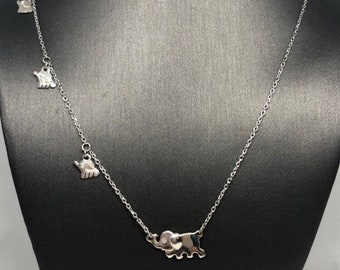 Mama and Baby Elephant Diamond Necklace