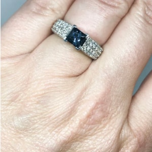 Blue Gray Natural Spinel Ring, Diamonds, 18 Karat White Gold - Etsy