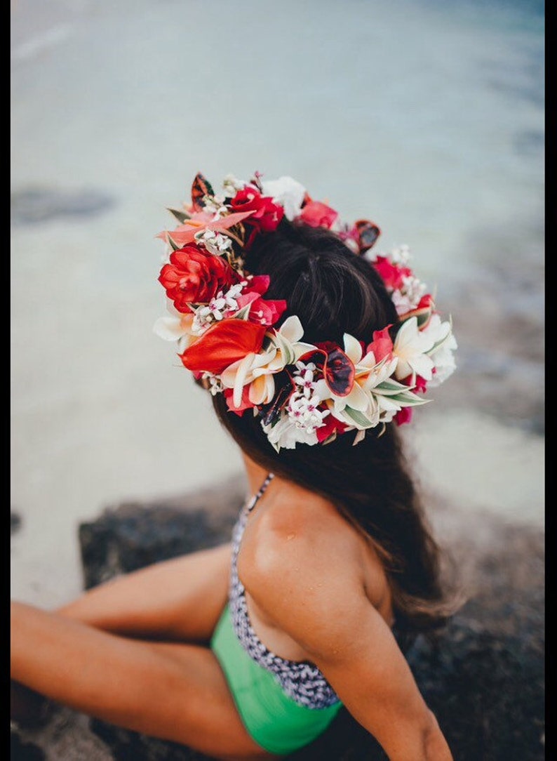 Hawaiian flower haku lei made of real flowers. Oahu only No Etsy