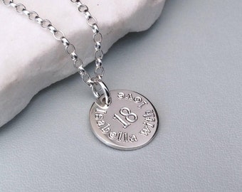 18th birthday necklace engraved in sterling silver