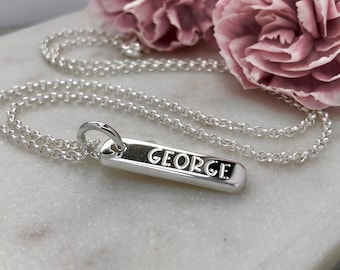 Name necklace / personalised sterling silver bar pendant