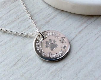 Pet memorial necklace, personalised in sterling silver