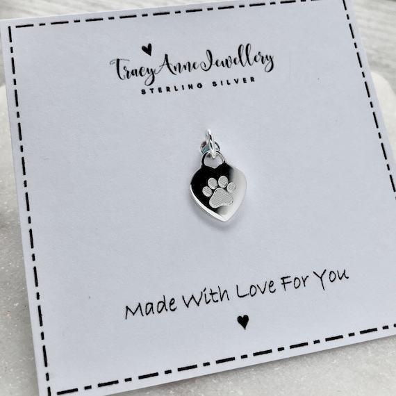 Sterling Silver Paw Print Charm Engraved in Sterling Silver Personalised With Pet s Name Etsy