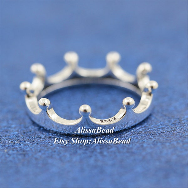 Silver Crown Ring Etsy