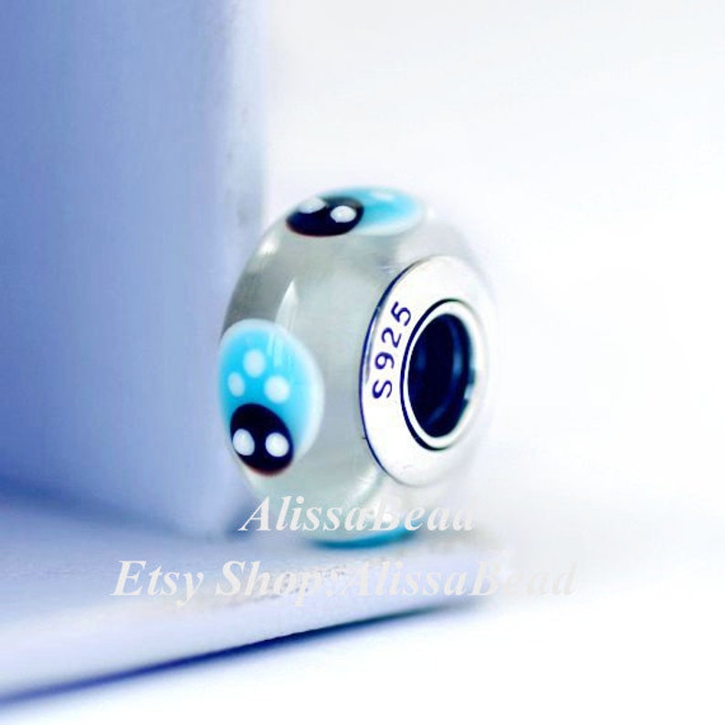 Handmade 925 Sterling Silver Screw Core Blue Ladybug Murano Glass Beads Fits All European DIY Jewelry Bracelets Necklaces ZD33