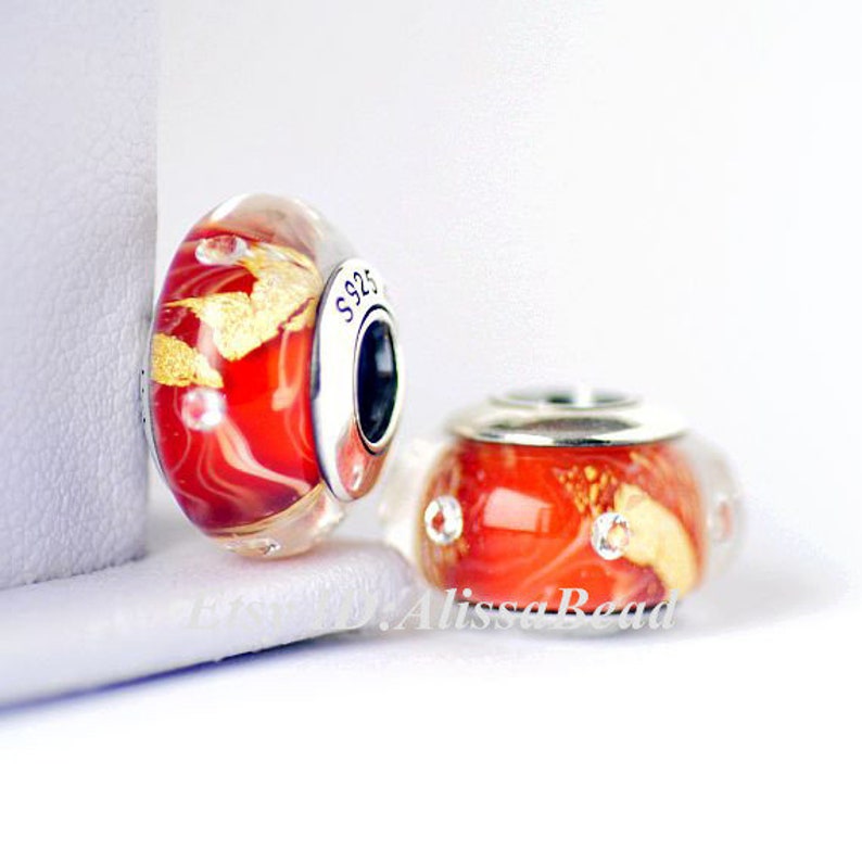 2018 Spring Release 925 Silver Handmade Murano Glass Shiny Red with CZ Charm Bead Fit European Bracelets Necklaces Jewelry making ZD365