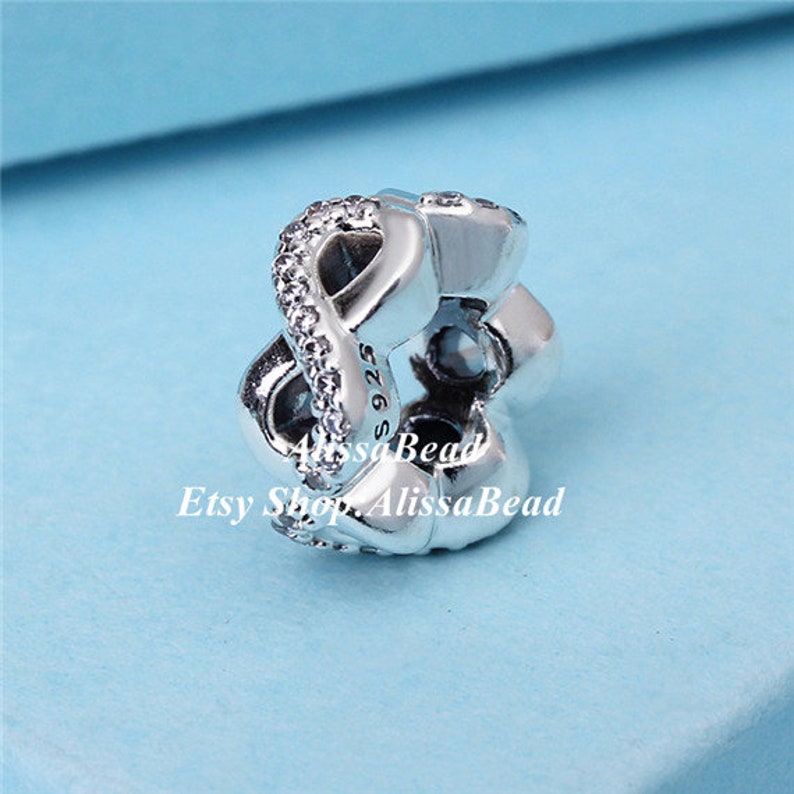 2017 Mothers Day 925 Sterling Silver Infinite Love with Clear Cz Spacer Charms Fit European Jewelry Bracelets Necklaces