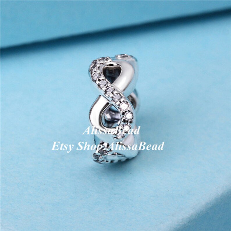 2017 Mothers Day 925 Sterling Silver Infinite Love with Clear Cz Spacer Charms Fit European Jewelry Bracelets Necklaces