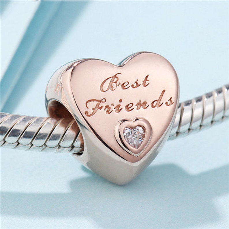 2015 Release Rosegold Freundschaft Herz Charm mit CZ Charm Etsy.de