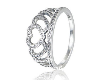 925 Sterling Silver Heart Tiara Rings 