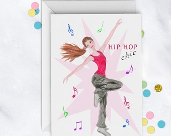 Hip Hop Chic Card | Girl Birthday | Everyday Card | Card For Dancer | Birthday Card | Music Card | Hip Hop Girl | Single Card | Set Of 8