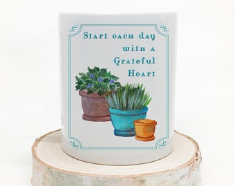 Grateful Heart Pen Holder | Desktop Organizer | Office Supplies | Office Décor | Ceramic Pen & Pencil Holder