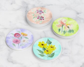 Floral Coasters | Drink Coasters Set | Housewarming Gift | Gift For Her | Set of 4 Coasters