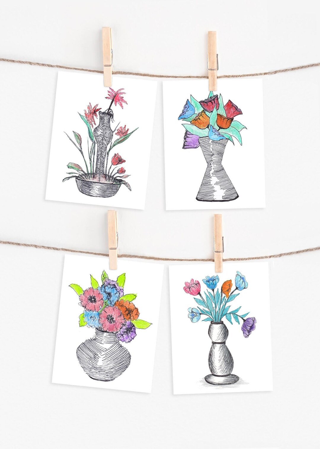 Colorful Blooms Note Set | Assorted Floral Notecards | Notecard Set ...