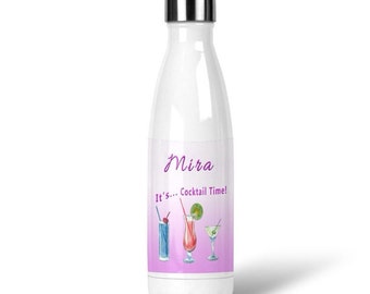 Personalized Water Bottle | Cocktail Time Bottle | Custom Insulated Bottle | Bridesmaid Gift | Personalized Stainless Steel Drink Bottle