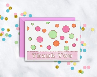 Bubbles Thank You Notecards | Single Note | Note Set | Set Of 8 Cards With Envelopes | Thank You Notes For Any Occasion | Kids TY Notes