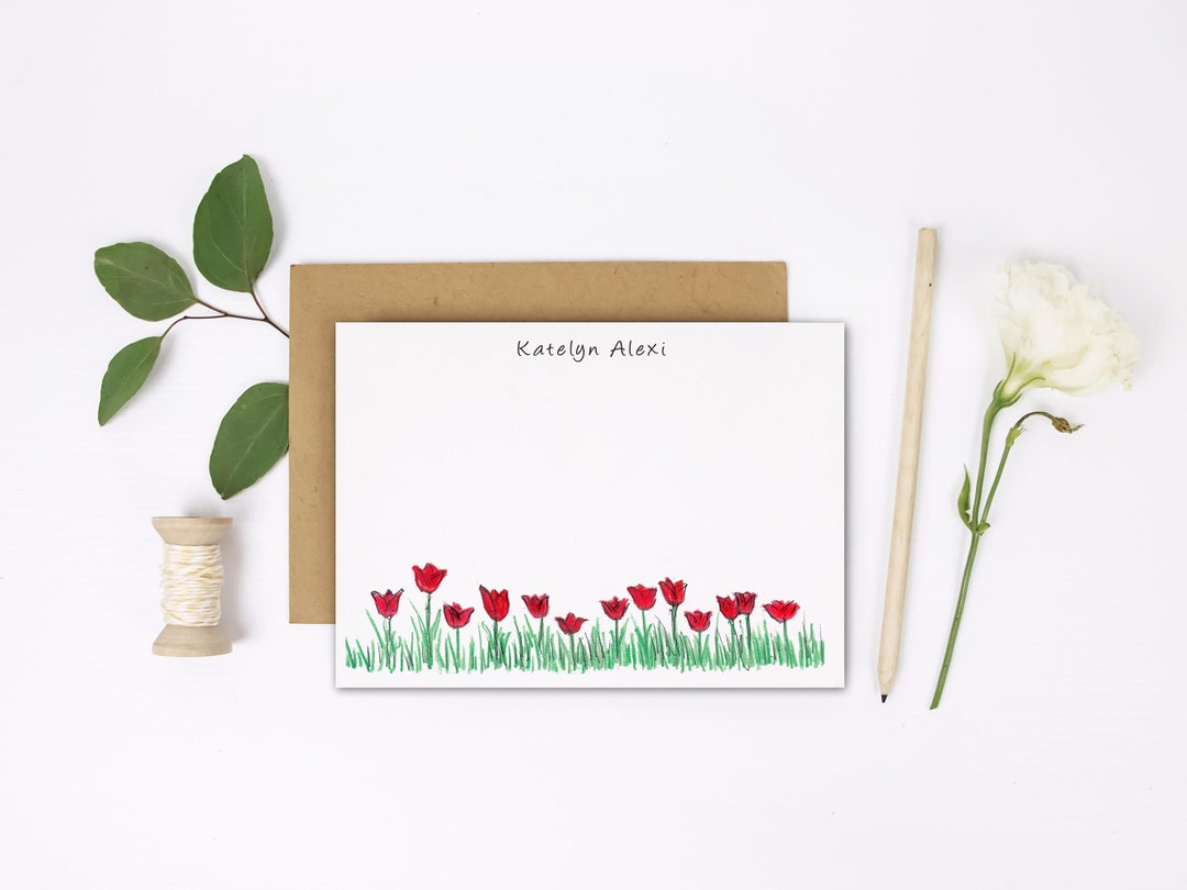 Tulips Note Dazzling Tulips Flat Note | Personalized Notes | Note Set | Custom ...