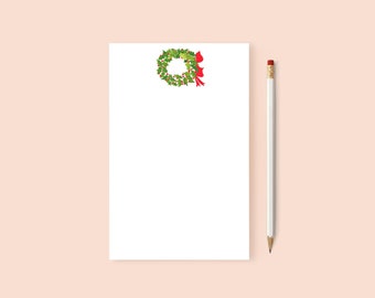 Christmas Wreath Notepad | Stationery Gift | Office Gift | Teacher Gift | Writing Pad | 75 Pages | Christmas Gift | Holiday Season Notepad