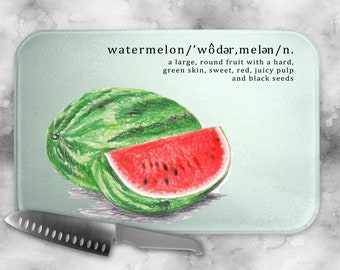 Glass Cutting Board | Watermelon Design | Serving & Charcuterie Platter | Kitchen Decor | Housewarming Gift