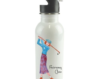 Personalized Water Bottle | Professional Golfer | Custom Insulated Bottle | Gift For Her | Personalized Water Bottle With Lid And Straw
