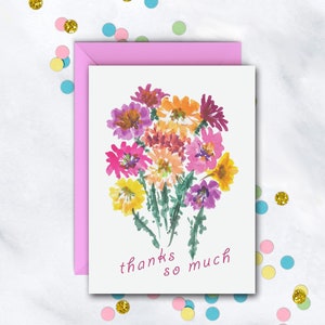 Colorful Bouquet Thank You Notecards | Thank You Notes | Note Set | Single Card | Set Of 8 Cards With Envelopes