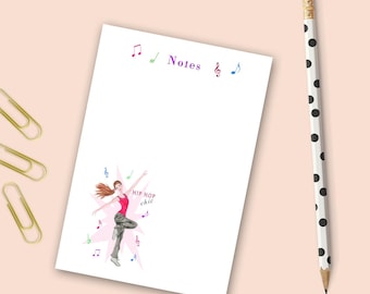 Hip Hop Chic Notepad | Stationery Gift | Office Gift | Teacher Gift | Gift For Dancer | Writing Pad | 75 Pages