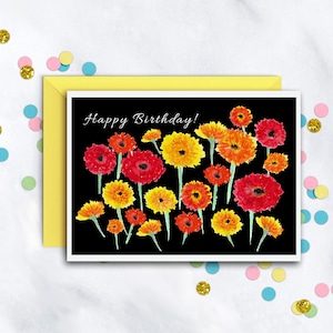 Flower Garden Card | Birthday Card For Her | Girl Birthday Card | Floral Card | Bright Flowers Card | Blank Card With Envelope