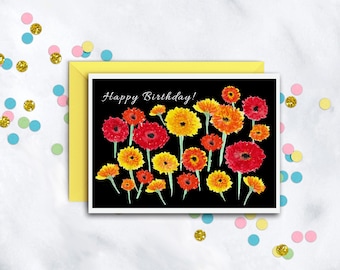 Flower Garden Card | Birthday Card For Her | Girl Birthday Card | Floral Card | Bright Flowers Card | Blank Card With Envelope