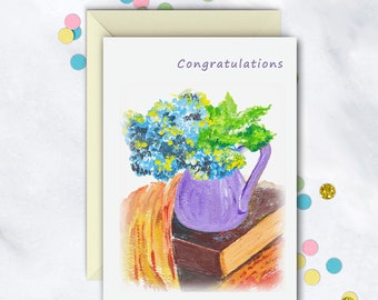 Hydrangeas Card | Congratulations Card | Congrats Card | New Job Card | Graduation Card | Blank Card With Envelope