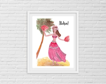 Aloha Art Print | Wall Art | Home Décor | Tropical Print | Hawaiian Art | 8x10 Art Print