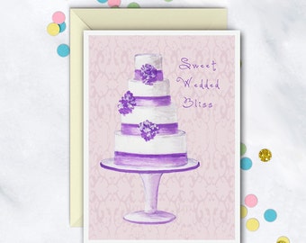 Sweet Wedded Bliss Card | Wedding Card | Congratulations Card | Card For Bride And Groom | Wedding Cake Card
