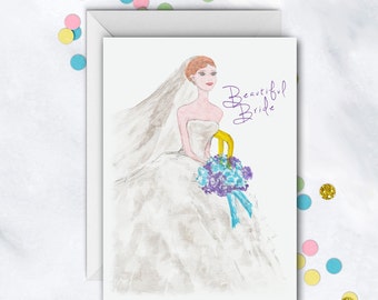 Beautiful Bride Card | Wedding Card | Congratulations Card | Card For Bride And Groom | Engagement Card | Bridal Shower Card