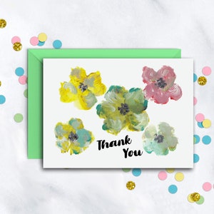 Colorful Floral Thank You Notecards | Single Thank You Note | Note Set | Set Of 8 Cards With Envelopes | Thank You Notes For Any Occasion