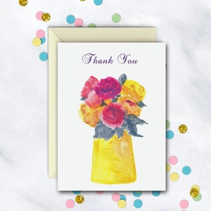 Floral Bouquet Thank You Notecards | Single Thank You Note | Note Set | Set Of 8 Cards With Envelopes | Thank You Notes For Any Occasion