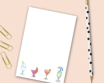 Cocktail Time Notepad | Stationery Gift | Office Gift | Teacher Gift | Writing Pad | 75 Pages | Kitchen Notepad