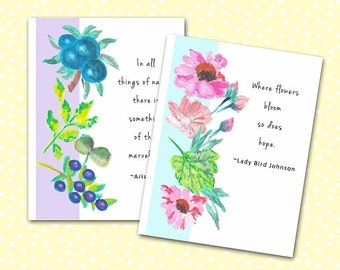 Floral Quotes Pocket Notebook | Small Notebook | Motivational Quotes Notebook | Inspirational Quotes | Set of 2