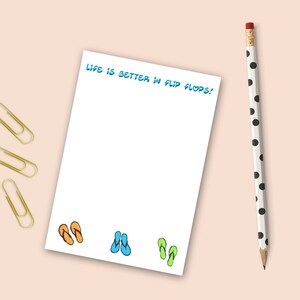 Flip Flops Notepad | Stationery Gift | Office Gift | Teacher Gift | Writing Pad | 75 Pages | Summer Notes