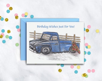 Birthday Truck Card | Boy Birthday | Birthday Card For Him | Car Lover Card For Men | Blank Card With Envelope | Birthday Wishes