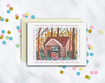 Home Sweet Home Cottage Card | New Home Card | Housewarming Gift | Congratulations Card | Blank Card With Envelope