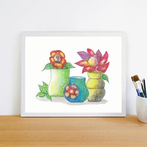 Colorful Floral Art Print | Flowers In Vase Print | Framed Print | Spring Time Print | Bright Wall Art | Wall Art For Home | 8x10 Art Print