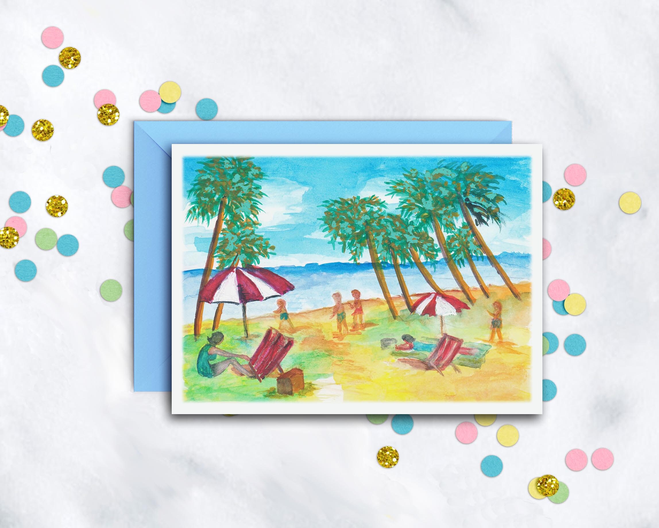 Beach Fun Card | Blank Note Card | Summer Note Set | Thank You Notes ...