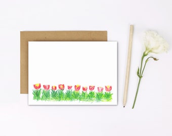 Tulips Flat Note | Notecards | Note Set | Stationery | Thank You Notes | Set of 10 | Floral Notes With Envelopes