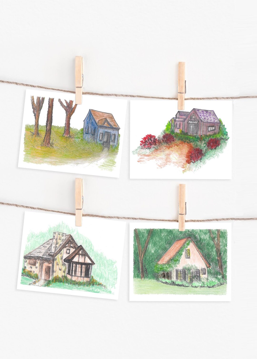 Country Cottages Note Set | Assorted Scenic Notecards | Notecard Set ...