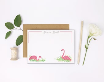 Fancy Flamingos Flat Note | Personalized Notes | Note Set | Custom Notecards | Personalized Stationery | Thank You Notes | Set of 10