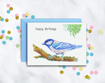 Birthday Blue Bird Card | Birthday Card For Him Or Her | Animal Lover Birthday Card | For Someone Special | Blank Card With Envelope