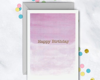 Purple Birthday Card | Watercolor Birthday Card | Gold Lettering | Card For Him Or Her | Someone Special | Blank Card With Envelope