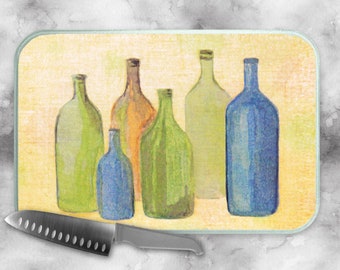 Glass Cutting Board | Tuscan Kitchen Jar Design | Serving & Charcuterie Platter | Kitchen Decor | Housewarming Gift