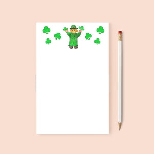Saint Patrick&#39;s Day Notepad | Stationery Gift | Office Gift | Teacher Gift | Writing Pad | 75 Pages | Irish Gift | Shamrock Notepad